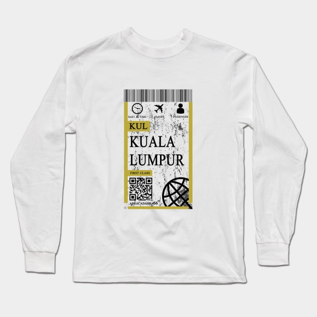 Kuala lumpur flight ticket boarding pass abstract Long Sleeve T-Shirt by 